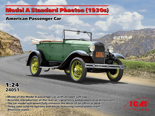 MODEL A STANDARD PHAETON 1930s AMERICAN PASSENGER CAR KIT 1:24 Scala 1:24 ICM