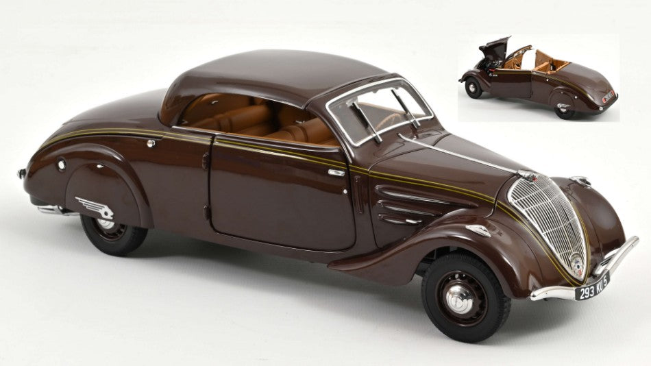 MODELLINO IN SCALA Norev COMPATIBILE CON PEUGEOT 402 ECLIPSE 1937 CHOCOLATE 1:18 MODEL SCALE NV184873 241220
