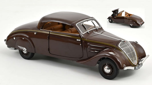 MODELLINO IN SCALA Norev COMPATIBILE CON PEUGEOT 402 ECLIPSE 1937 CHOCOLATE 1:18 MODEL SCALE NV184873 241220