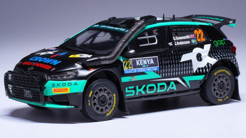 SKODA FABIA RALLY2 N.22 SAFARI RALLY KENYA 2024 GREENSM.-ANDERS.1:43 Scala 1:43 Ixo Model