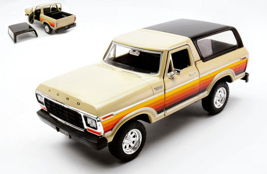 MODELLINO IN SCALA MotorMax COMPATIBILE CON FORD BRONCO HARD TOP 1978 BEIGE 1:24 MODEL SCALE MTM79373BG 241217