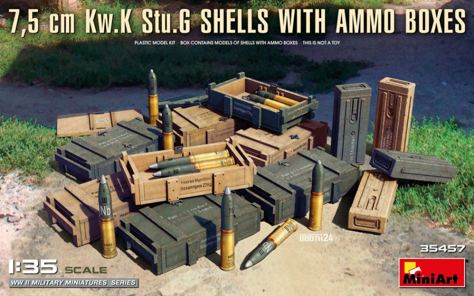 MODELLINO Miniart 7,5 cm Kw.K Stu.G Shells with Ammo Boxes KIT 1:35 MODEL SCALE MIN35457 250506