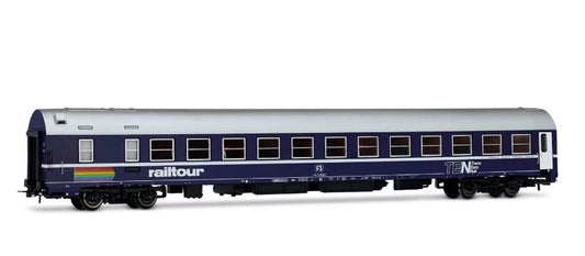 MODELLINO IN SCALA Rivarossi COMPATIBILE CON CARROZZA LETTO LIVREA TEN "RAILTOUR" LOGO EP.IV 1:87 MODEL SCALE HR4399 241217