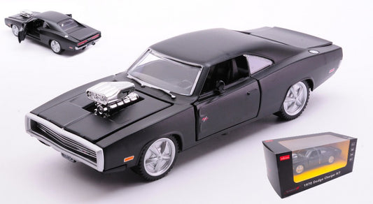 MODELLINO Rastar DODGE CHARGER R/T 1970 WITH SOUND ENGINE VERSION BLACK 1:36 MODEL SCALE RAT64420 250506