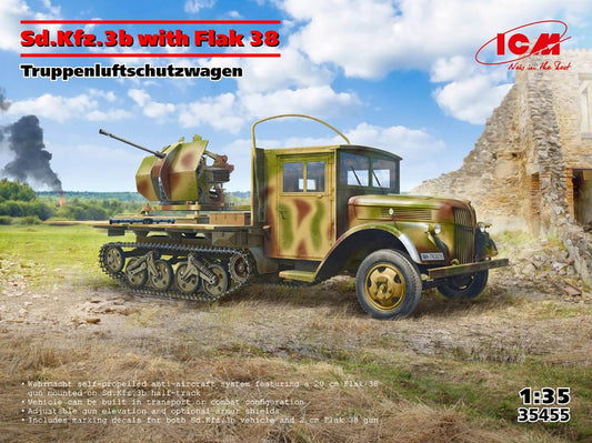 MODELLINO ICM Sd.Kfz.3b WITH FLAK 38 AA GUN KIT 1:35 MODEL SCALE ICM35455 250506