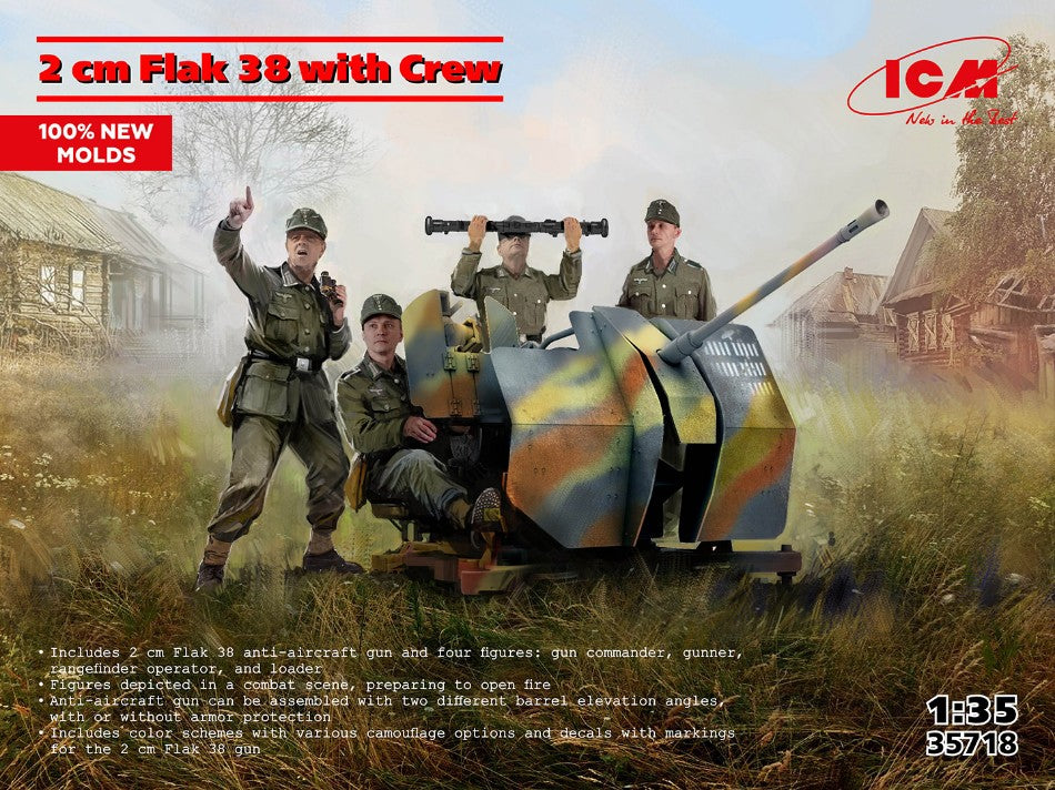 MODELLINO ICM FLAK 38 WITH CREW KIT 1:35 MODEL SCALE ICM35718 250506