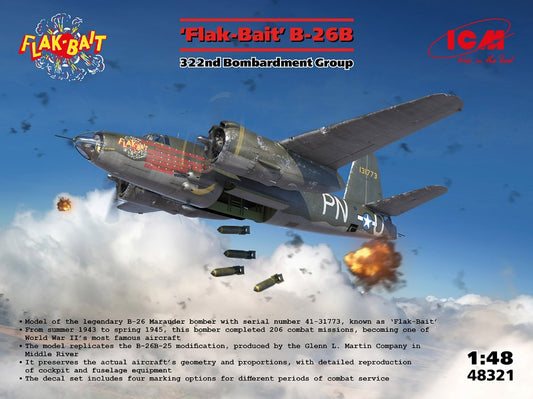 MODELLINO ICM B-26B MARAUDER FLAK BAIT.322nd KIT 1:48 MODEL SCALE ICM48321 250506