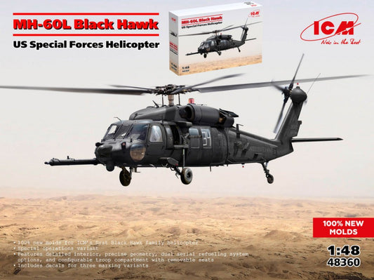 MODELLINO ICM MH-60L BLACK HAWK US SPECIAL FORCES HELICOPTER KIT 1:48 MODEL SCALE ICM48360 250506