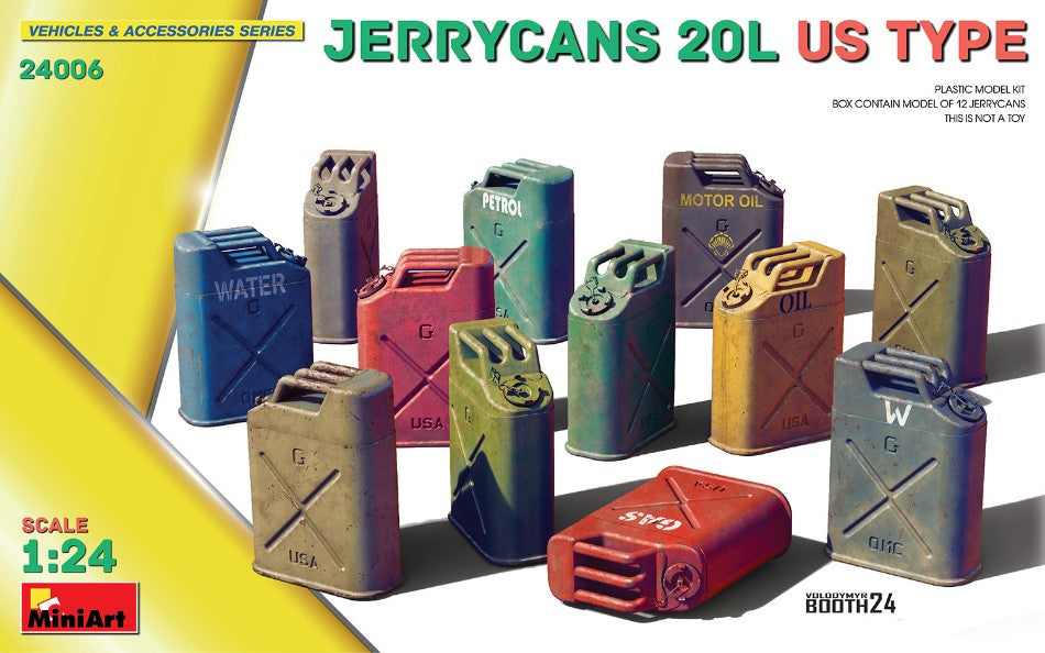 MODELLINO Miniart JERRYCANS 20L US TYPE KIT 1:24 MODEL SCALE MIN24006 250506