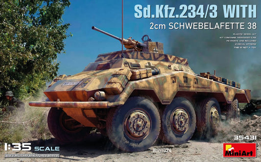 MODELLINO Miniart Sd.Kfz.234/3 WITH 2cm SCHWEBELAFETTE 38 KIT 1:35 MODEL SCALE MIN35431 250506