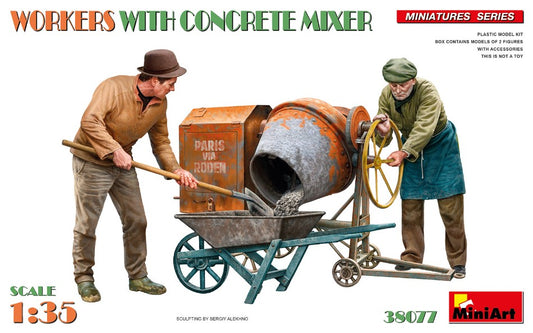 MODELLINO Miniart WORKERS WITH CONCRETE MIXER KIT 1:35 MODEL SCALE MIN38077 250506