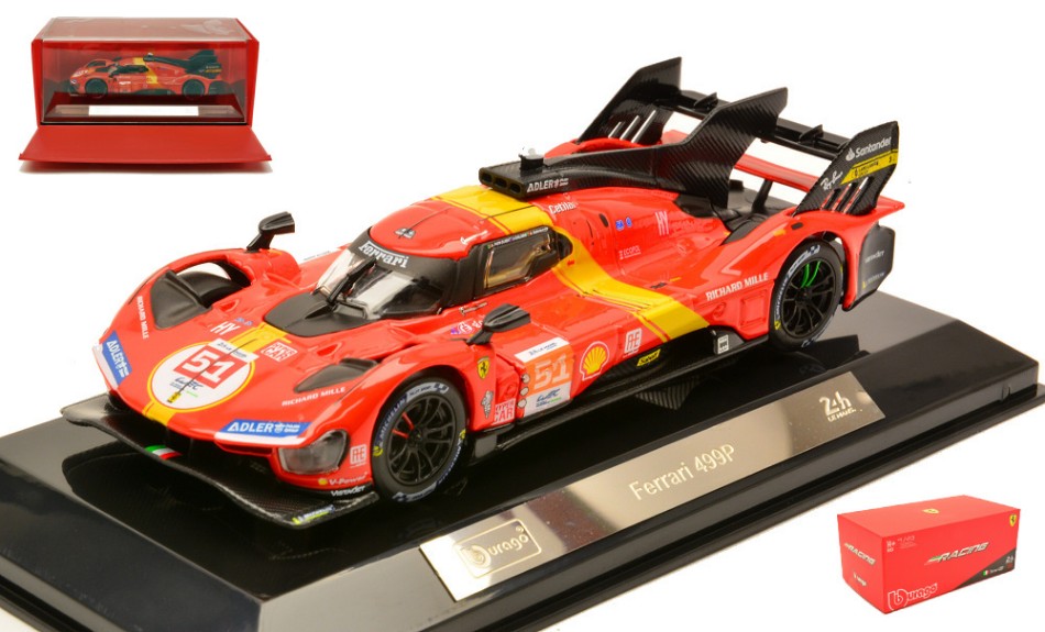 MODELLINO Burago FERRARI 499P N.51 WINNER LE MANS 2023 PIER GUIDI/CALADO/GIOVINAZZI 1:43 MODEL SCALE BU36312 250506