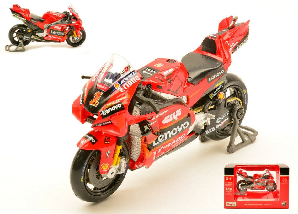 MODELLINO Maisto DUCATI DESMOSEDICI LENOVO TEAM N.1 FRANCESCO BAGNAIA 1:18 MODEL SCALE MI36396-1 250506