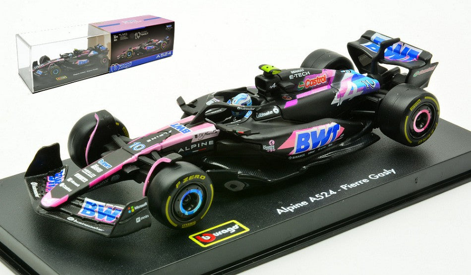 MODELLINO Burago BWT RACING ALPINE A524 N.10 2024 PIERRE GASLY SIGNATURE 1:43 MODEL SCALE BU38220G 250506