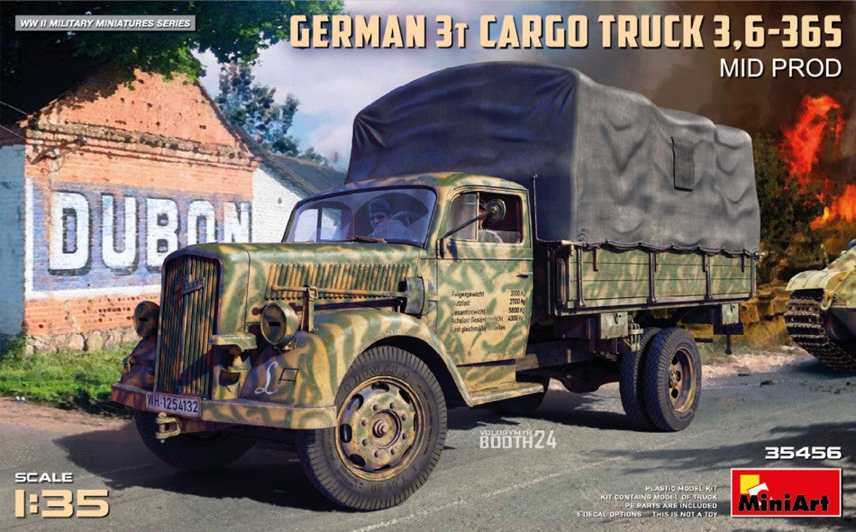 MODELLINO Miniart GERMAN 3t CARGO TRUCK 3,6-36S MID PROD. KIT 1:35 MODEL SCALE MIN35456 250506