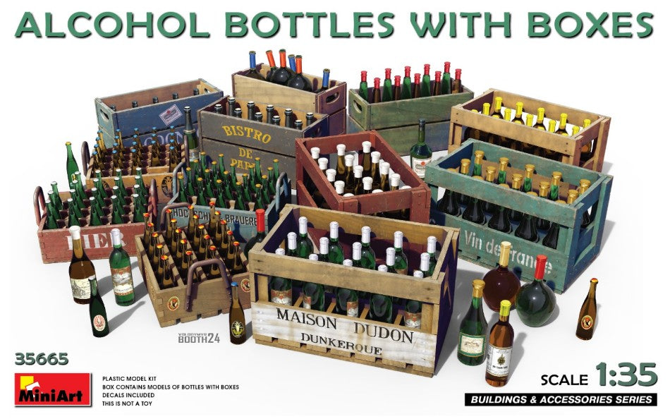 MODELLINO Miniart ALCOHOL BOTTLES w/BOXES KIT 1:35 MODEL SCALE MIN35665 250506