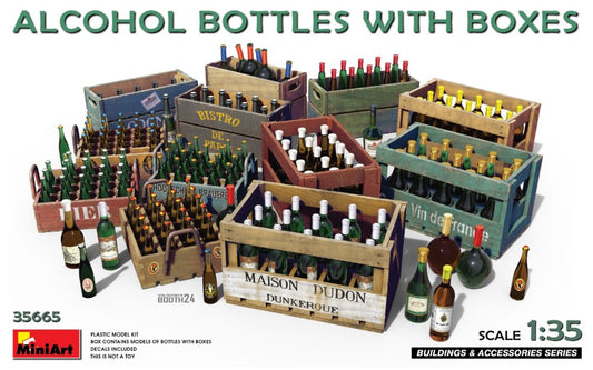 MODELLINO Miniart ALCOHOL BOTTLES w/BOXES KIT 1:35 MODEL SCALE MIN35665 250506