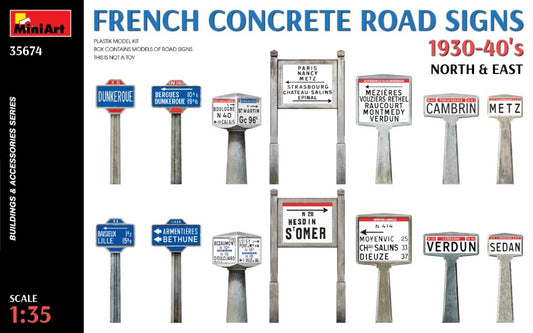 MODELLINO Miniart FRENCH CONCRETE ROAD SIGNS 1930-40 NORTH & EAST KIT 1:35 MODEL SCALE MIN35674 250506