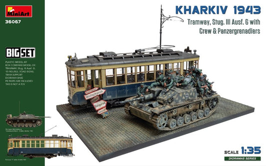 MODELLINO Miniart KHARKIV 1943 TRAM & STUG.III Ausf.G W/CREW BIG SET KIT 1:35 MODEL SCALE MIN36067 250506