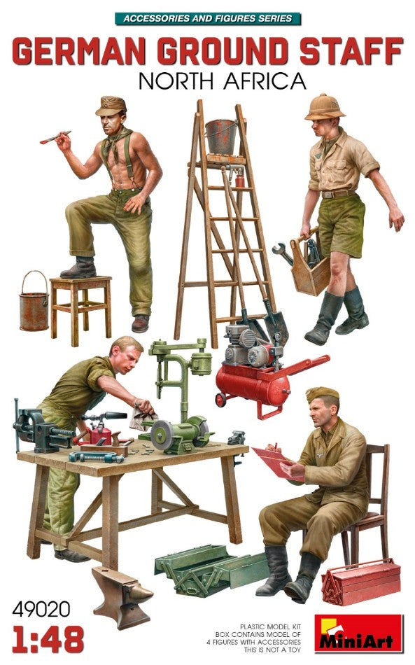 MODELLINO Miniart GERMAN GROUND STAFF W/ACCESSORIES NORTH AFRICA KIT 1:35 MODEL SCALE MIN49020 250506