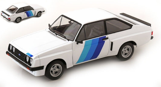 MODELLINO ModelCarGroup FORD ESCORT MKI II RS 2000 X-PACK 1977 WHITE/LIGHT BLUE DECALS 1:18 MODEL SCALE MCG18351 250506