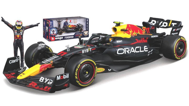 MODELLINO Burago RED BULL RB19 N.11 SERGIO PEREZ 2023 WITH FIGURE 1:24 MODEL SCALE BU28036P 250506