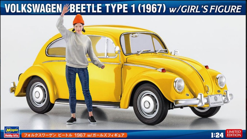 MODELLINO Hasegawa VW KAFER TYP 1 1967 W/GIRL'S FIGURE KIT 1:24 MODEL SCALE HASSP620 250506