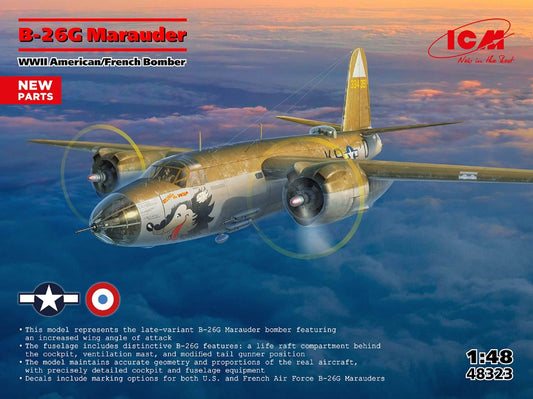 MODELLINO ICM B-26G MARAUDER WWII AMERICAN/FRANCE BOMBER KIT 1:48 MODEL SCALE ICM48323 250506