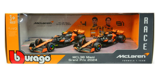 SET MC LAREN MCL38 2024 N.4 LANDO NORRIS + N.81 OSCAR PIASTRI 1:43 Scala 1:43 Burago