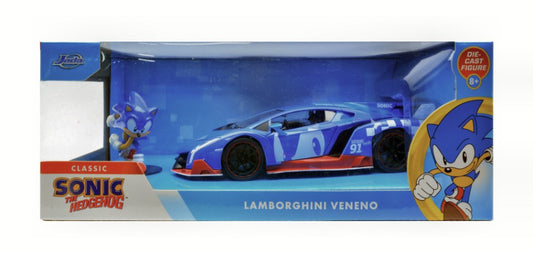 MODELLINO Jada Toys LAMBORGHINI VENENO 2009 "SONIC THE HEDGEHOG" BLUE + FIGURE 1:24 MODEL SCALE JADA253255082 250506