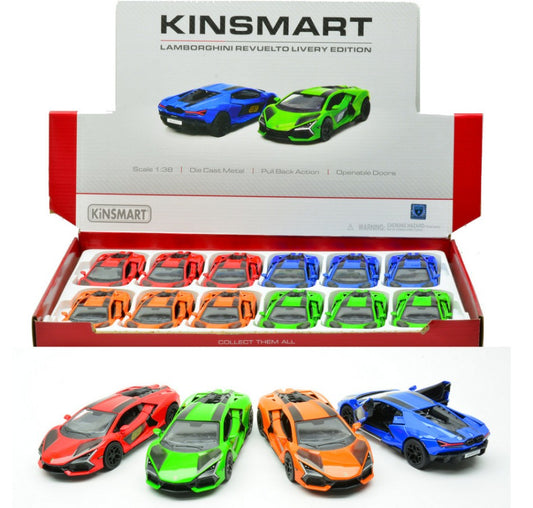 LAMBORGHINI REVUELTO LIVERY EDITION COL.ASS.cm 12 1:38 Scale Varie Kinsmart