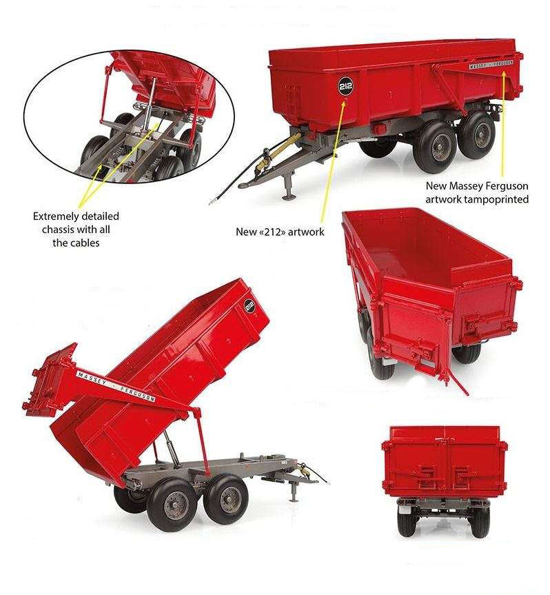 MODELLINO Universal Hobbies RIMORCHIO MASSEY FERGUSON 212 TRAILER 1:32 MODEL SCALE UH6694 250506