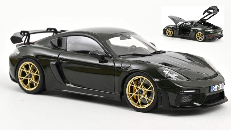 PORSCHE CAYMAN GT4 RS W/WEISSACH PACK 2023 BREWSTER GREEN 1:18 Scala 1:18 Norev