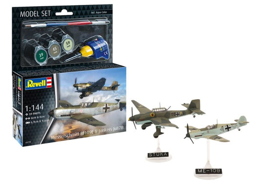 MODEL SET MESSERSCHMITT BF109E & JUNKERS JU87B KIT 1:144 Scale Varie Revell
