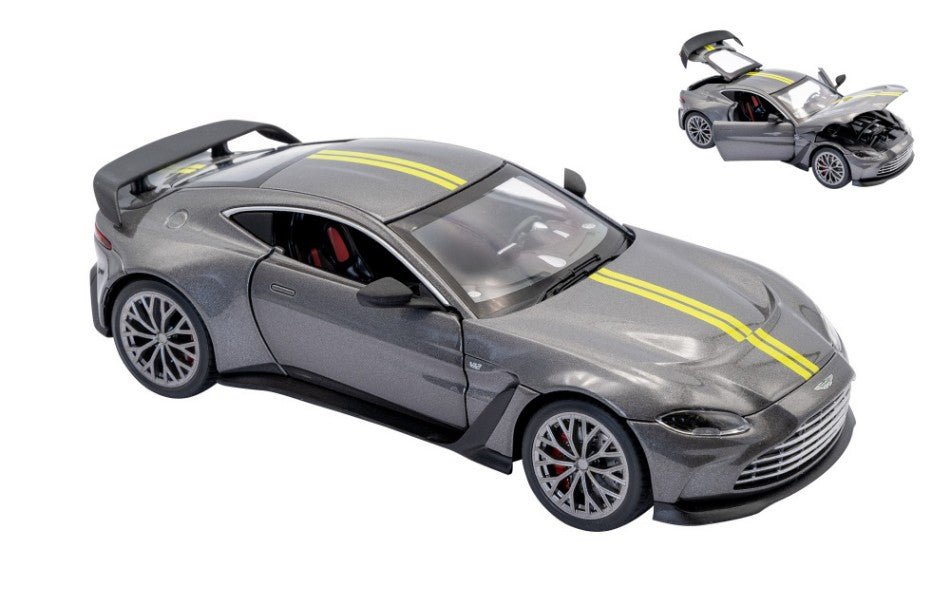 ASTON MARTIN V12 VANTAGE GREY W/YELLOW STRIPES 1:24 Scala 1:24 RE.EL.Toys