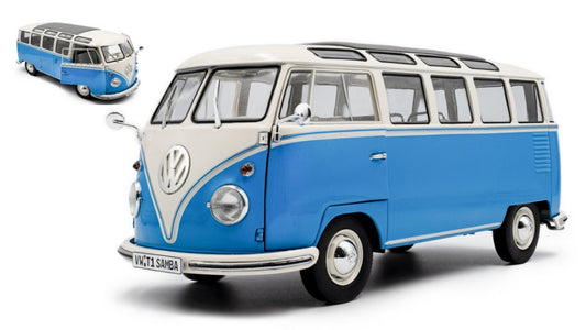 VOLKSWAGEN T1 SAMBA MINIBUS 1962 LIGHT BLUE/WHITE 1:18 Scala 1:18 Solido