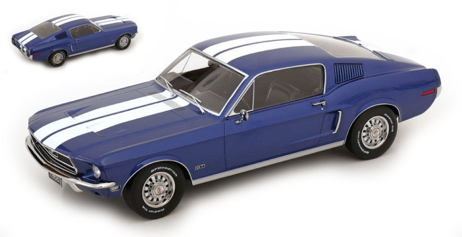 FORD MUSTANG GT FASTBACK 1968 BLUEMETALLIC/WHITE 1:18 Scala 1:18 KK Scale