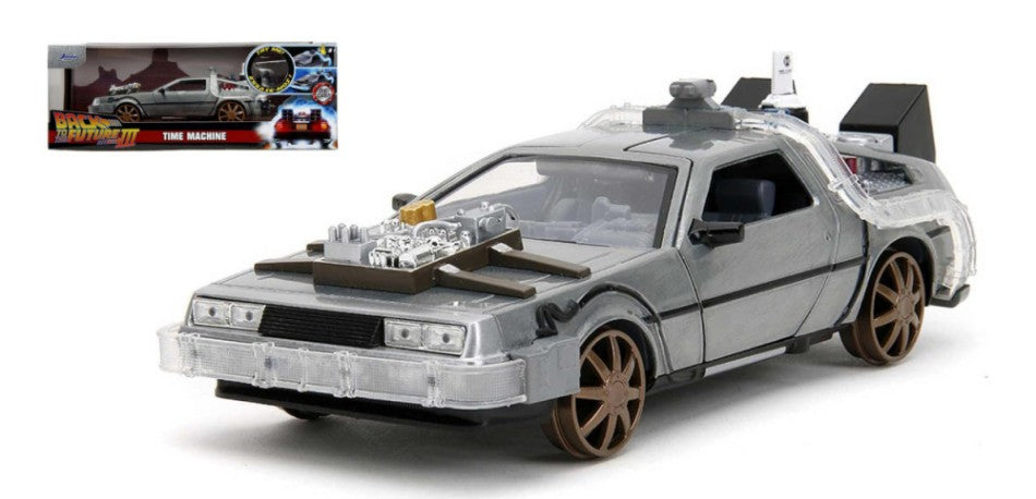 DE LOREAN "BACK TO THE FUTURE III" RAILROAD WHEELS W/LIGHTS TRY ME 1:24 Scala 1:24 Jada Toys