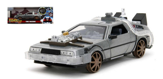 DE LOREAN "BACK TO THE FUTURE III" RAILROAD WHEELS W/LIGHTS TRY ME 1:24 Scala 1:24 Jada Toys