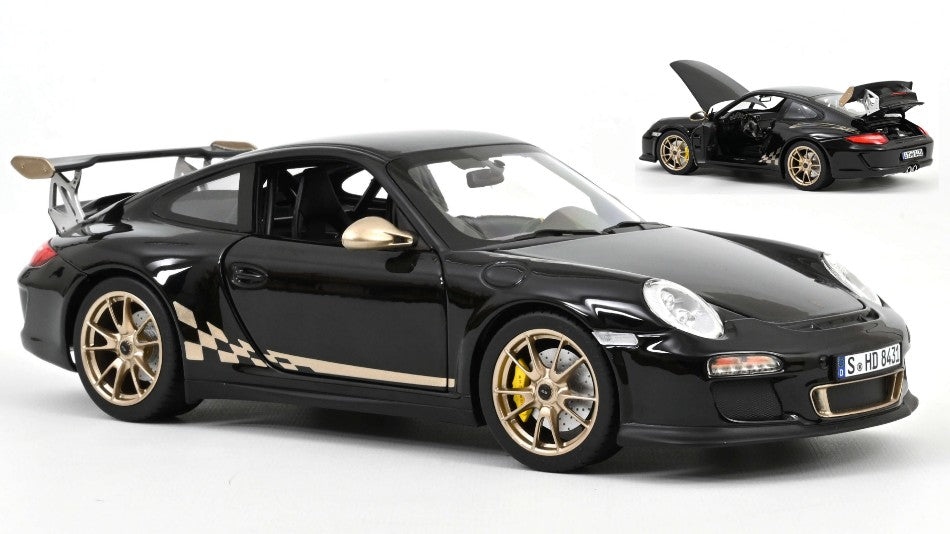 PORSCHE 911 GT3 RS 2009 BLACK & WHITE GOLD METALLIC 1:18 Scala 1:18 Norev