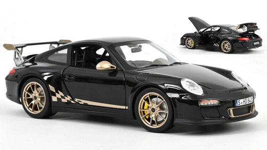 PORSCHE 911 GT3 RS 2009 BLACK & WHITE GOLD METALLIC 1:18 Scala 1:18 Norev