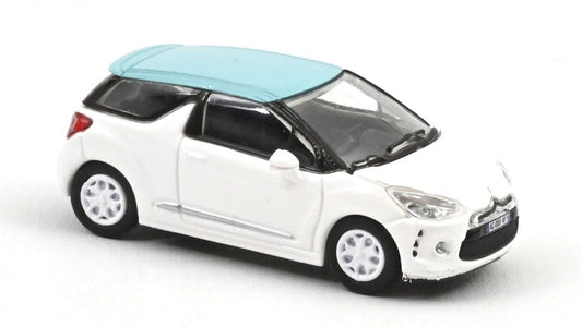 CITROËN DS3 2010 BANQUISE WHITE AND BLUE BOTICELLI ROOF 1:87 Scala 1:87 Norev