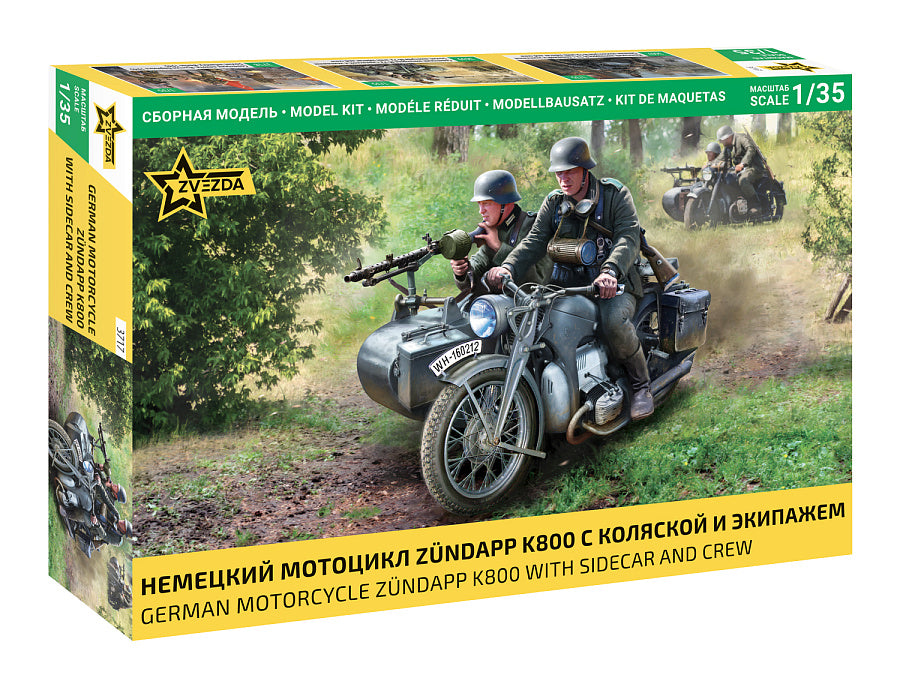 ZUNDAPP K800 MOTORCYCLE W/SIDECAR AND CREW KIT 1:35 Scala 1:35 Zvezda