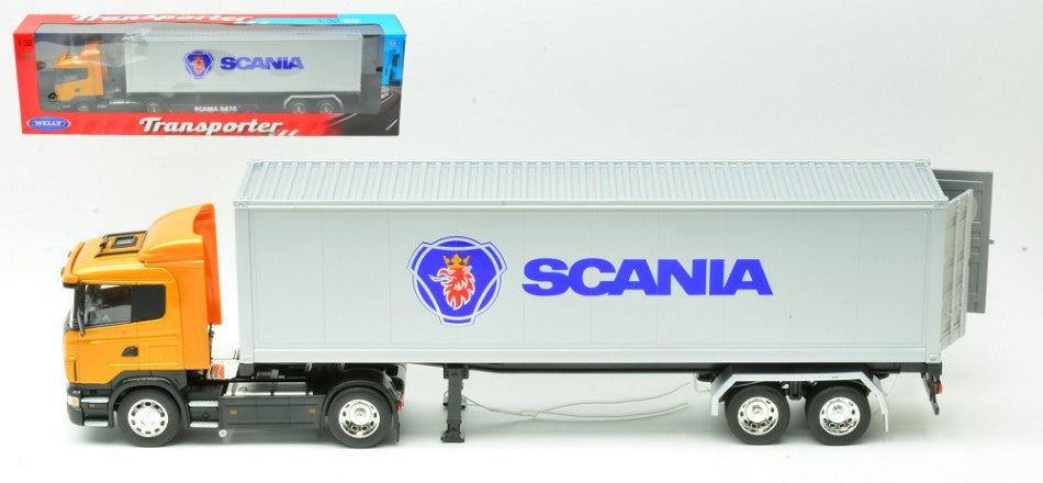 SCANIA R470 W/TRAILER ORANGE/SILVER 1:32 Scala 1:32 Welly