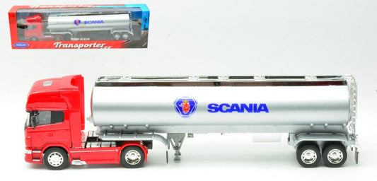 SCANIA R730 TRACTOR RED W/SILVER OIL TANKER 1:32 Scala 1:32 Welly