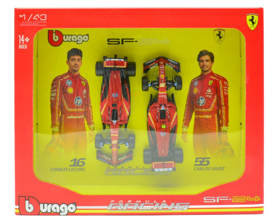 SET SCUDERIA FERRARI 2024 SF-24 N.16 + SF-24 N.55 1:43 Scala 1:43 Burago