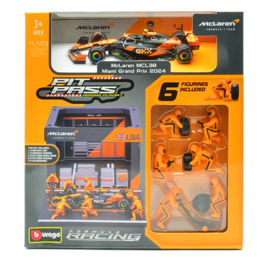 PIT STOP SET MC LAREN MCL 38 N.4 LANDO NORRIS 2024 1:43 Scala 1:43 Burago