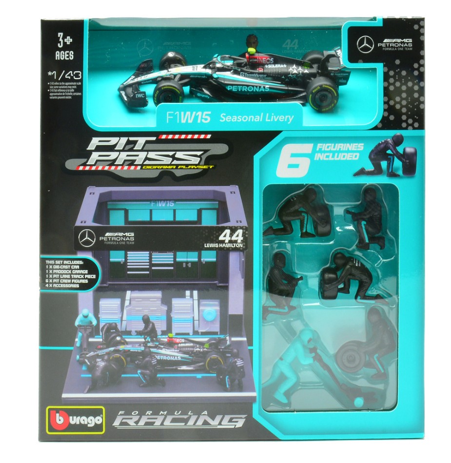 PIT STOP SET MERCEDES F1 W14 N.44 LEWIS HAMILTON 2023 1:43 Scala 1:43 Burago
