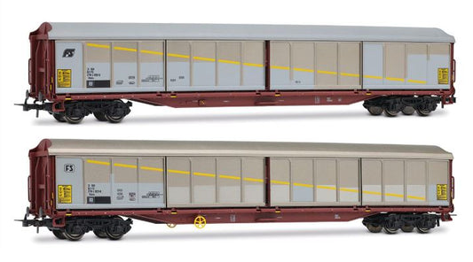 FS 2-UNIT PACK HABILS CLOSED WAGONS SILVER/BROWN LIVERY EP.V 1:87 Scala 1:87 Rivarossi