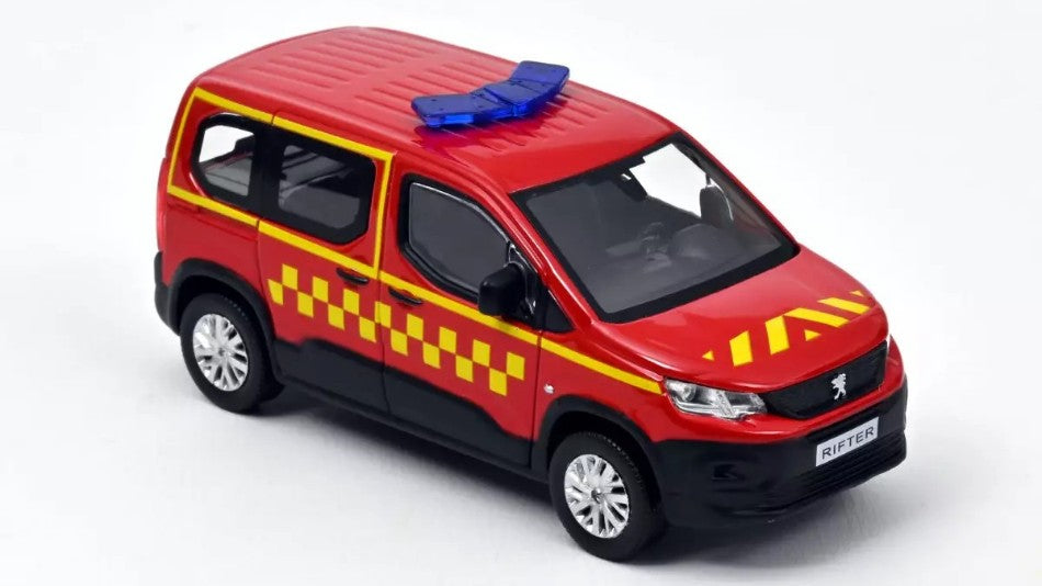 PEUGEOT RIFTER 2019 "POMPIERS" WITH SIDE SQUARE YELLOW DECO 1.43 Scala 1:43 Norev